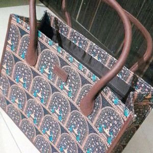 Zouk Book Tote Bag Royal Indian Peacock Motif