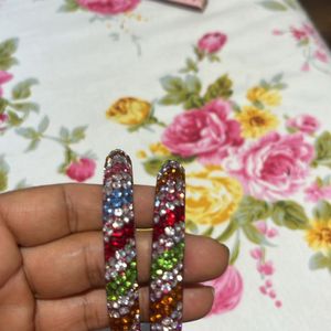 Multi Colour Stone Bangle  Pair