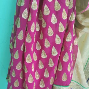 Georgette Saree And Blouse With Embroidery