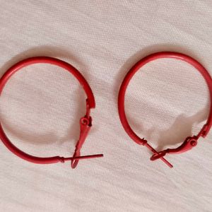 Red Hoop Earrings