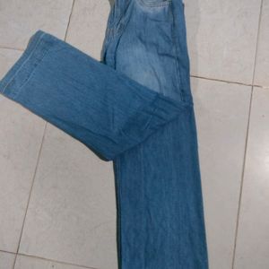 Blue High Waist Straight Fit Denim