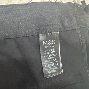 M&S 14 Size tapered Black Pants With Ankle Zips