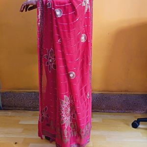 Heavy sequined saree with exquisite working