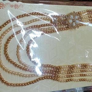 Golden+ Cream Pearl Har For Groom..