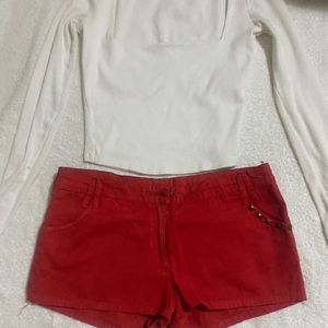 Denim Shorts  Coral Orange