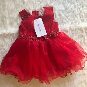 New Red Frock For 6-12 Months Old