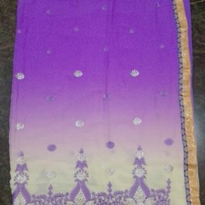 Polyester embroidery Saree