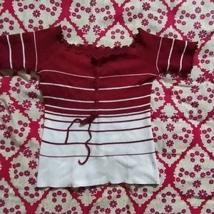 Red & White Crop Top