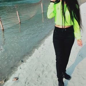 Neon Green Crop Hoodie