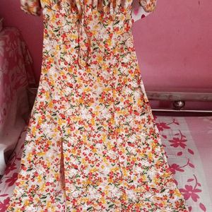 Floral Printed Gown Dress