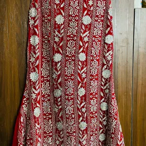 Red N Silver Lehnga Skirt
