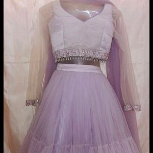 Lavender Pretty Lahmega Choli Set