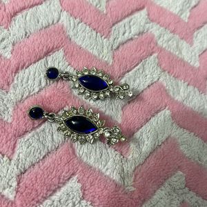 Blue and Silver Stone Studded Earrings