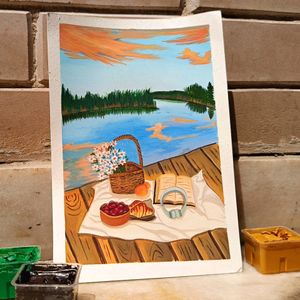 Picnic Painting On A5 Sheet