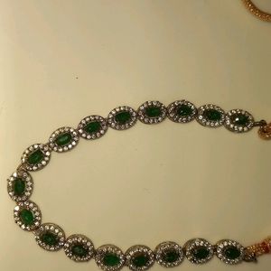 American Diamond And Artificial Emerald Set