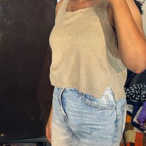 Beige Tank Wool Top