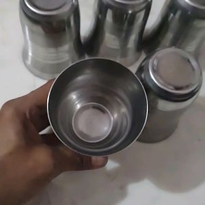 Five Stainless Steel Glasses