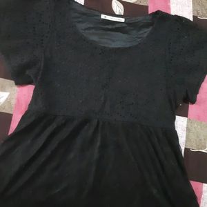 Cute Peplum Black Net Top