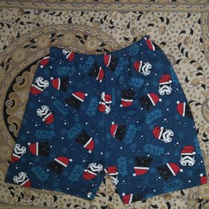 Snowman Printed Woolen Casual Shorts