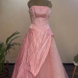 Pink Heavy Embellished Multi Layered Gown