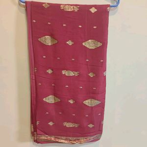 Marun Saree With Blouse For Women