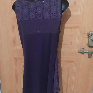 Purple Feather Look Party Wear Dress.