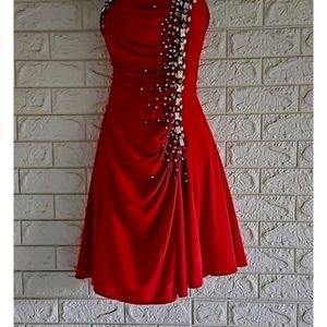 Red Embroidered Trendy Diva Dress
