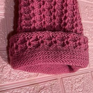 Crochet Pink Winter Beanie