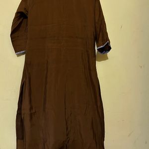 Berrylicious Golden Brown & Grey Kurta Set Size XL