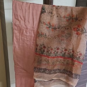 Peach Kurta With Pant And Printed Chiffon Dupatta