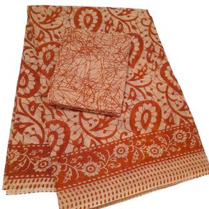 Chocolate brown Cotton Printed Saree New