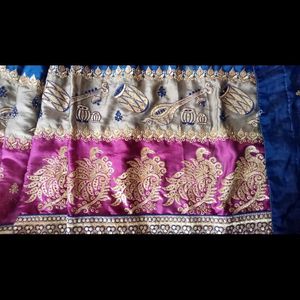 Saree Of Beautiful Stone Work And Stitched Blouse