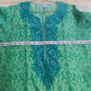 Printed Green Shaded L Kurta