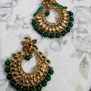 Golden And Green Earrings