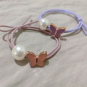 Korean Aesthetic Pearl Butterfly Charm Rubber Band