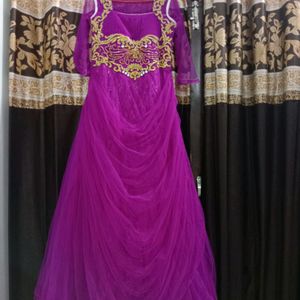 Beautiful Ethnic Purple Gown With Duppatta