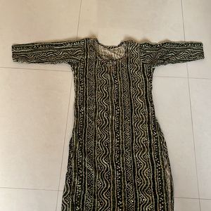 Straight Kurti With Stone Work In Neck