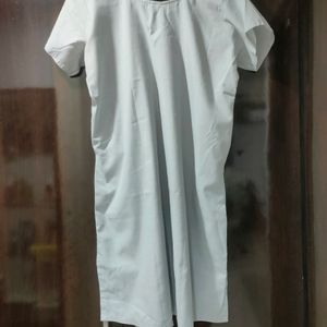 Plain Light Grey Kurti With White Dupatta