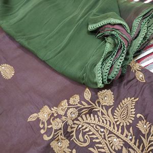 Pure Cotton Suit Coffe And Mehendi Colour