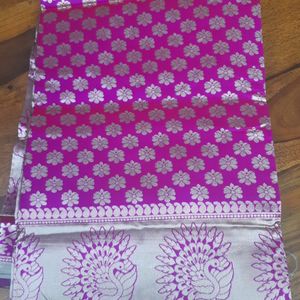 Beautiful New Hot Pink Banarasi Saree With Blouse