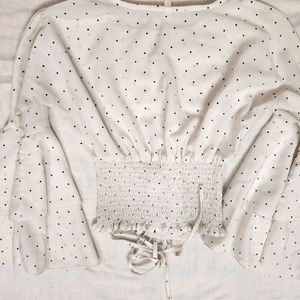 Polka Dot Flare Sleeves Top