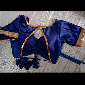 New Navy Blue Satin Blouse