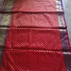 Red Banarasi Saree Completely New