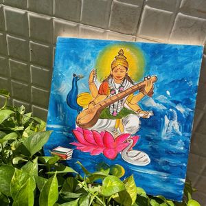 Handmade Saraswati Ji Painting