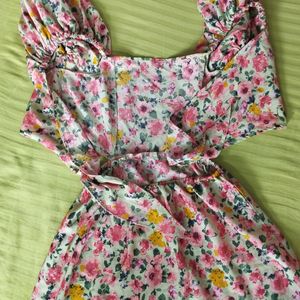 Puff Sleeve Floral Dress