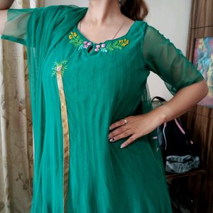 Dark Green Kurta Dupatta Set