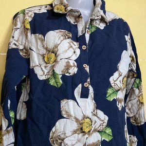 Blue Floral Shirt Zara