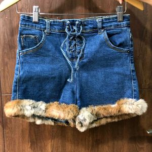 Fur Shorts High Waist