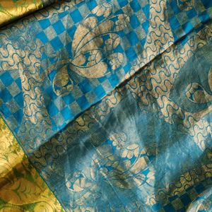 Blue And Green Silk Saree