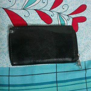 Black Leather Purse Women's Wallet Girls Handbag